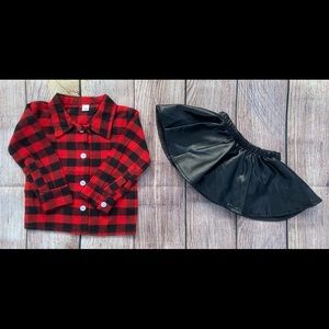 NEW Infant Girl’s Flannel w/ Leather Skirt Size 6 Months